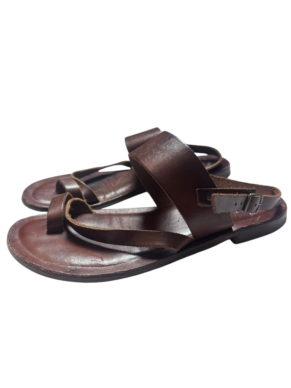 * Vera Pelle Made in Italy Brown Leather Toe Ring Sandals EU 36 US 6